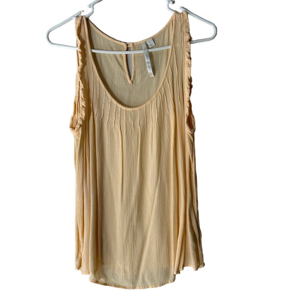 LC Lauren Conrad Women's Light Yellow/Peach Tank Top Size L